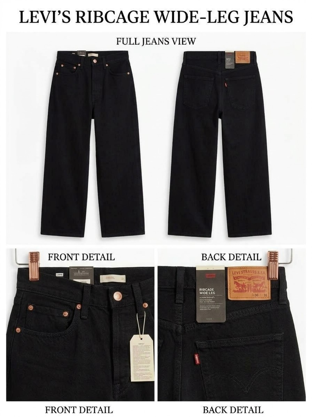 Levi's Ribcage Wide-Leg Jeans - Black